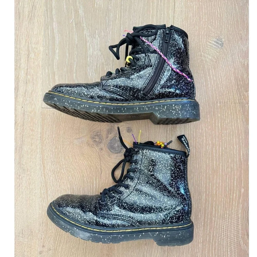 Dr Martens 1460 J Black Cosmic Glitter 8Eye Boots Kids 3 Y2K Grunge Streetwear